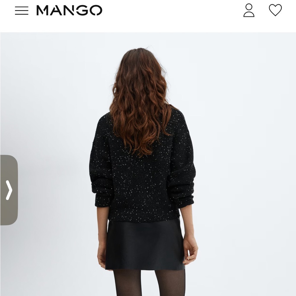 MANGO Paillettes Knit Cardigan Women Large NWT Black embroidered sequin - Picture 2 of 11